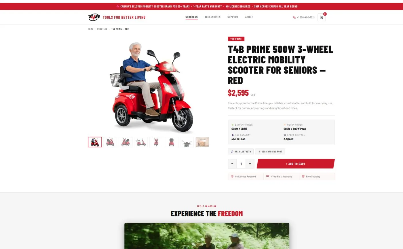 T4B Prime Red product page